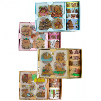 Купить Набор: наклейки + декор-скотч "Капибара" KP-08 оптом